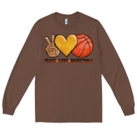 Chestnut peace love basketball Long Sleeve Tee - AdoDesignShop