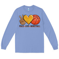 Colony Blue peace love basketball Long Sleeve Tee - AdoDesignShop