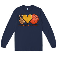 Navy peace love basketball Long Sleeve Tee - AdoDesignShop