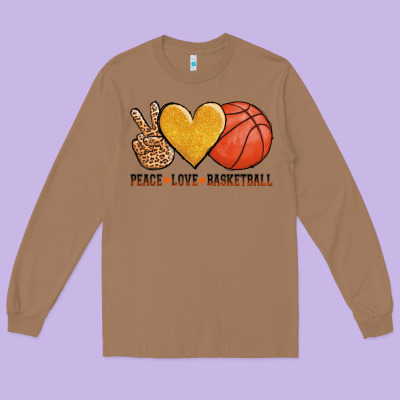 Peace Love Basketball Long Sleeve Tee Designed By Adodesignshop