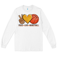 White peace love basketball Long Sleeve Tee - AdoDesignShop