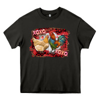 Asphalt xoxo rooster and chicken Heavy Core Tee - RanaPortraitStore