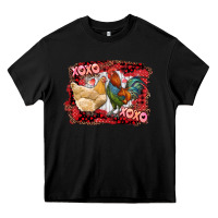 Black xoxo rooster and chicken Heavy Core Tee - RanaPortraitStore