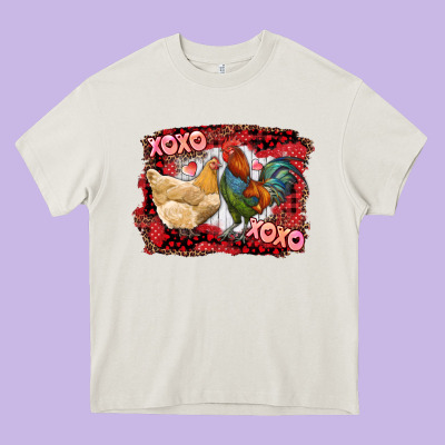 Heavy Core Tee xoxo rooster and chicken