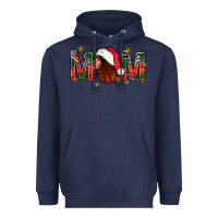 Navy Western Mom With Woman In Santa Hat Heavyweight Hoodie - BundleAndBundleShop