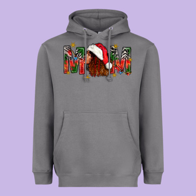 Western Mom With Woman In Santa Hat Heavyweight Hoodie Designed By Bundleandbundleshop