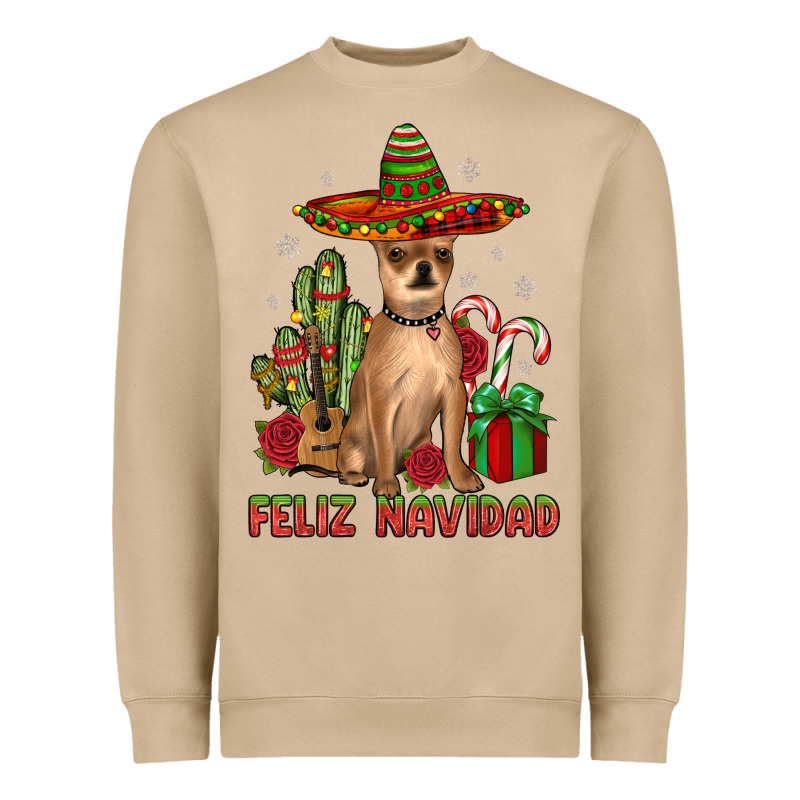 Chihuahua Feliz Navidad Heavyweight Sweatshirt by JahusDesignShop | Teevron