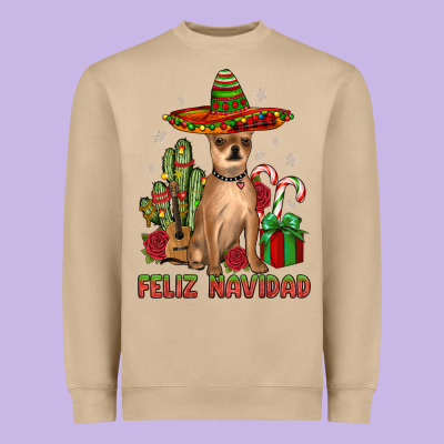 Chihuahua Feliz Navidad Heavyweight Sweatshirt Designed By Jahusdesignshop