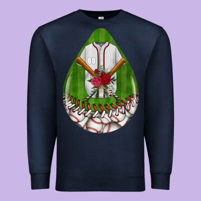 Baseball And Western Roses Teardrop  2 Premium Sweatshirt Designed By Bundleandbundleshop