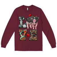 Burgundy love baby pigs Long Sleeve Tee - Artiststas