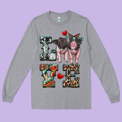 Love Baby Pigs Long Sleeve Tee Designed By Artiststas