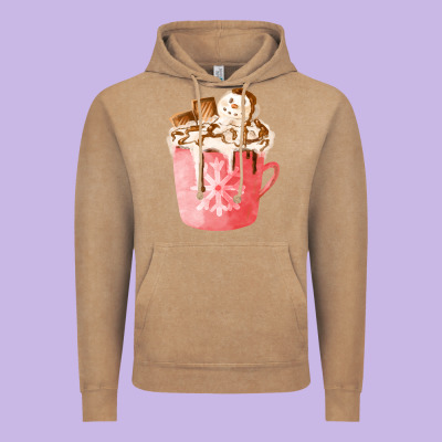 Hotcocoa With Snowman  Fa Element Vintage Hoodie Designed By Fadigitalartstudio