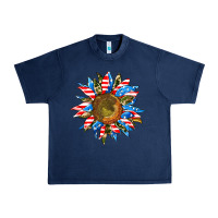 Navy sunflower front Urban Heavy Tee - AdoDesignShop