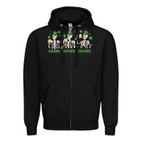 Black drink drank drunk st. patricks day skeletons Zipper Hoodie - MaliasSmallBusiness