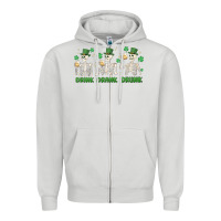 Dove Grey drink drank drunk st. patricks day skeletons Zipper Hoodie - MaliasSmallBusiness