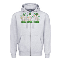 Heather Grey drink drank drunk st. patricks day skeletons Zipper Hoodie - MaliasSmallBusiness