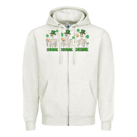 Oatmeal Heather drink drank drunk st. patricks day skeletons Zipper Hoodie - MaliasSmallBusiness