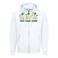 White drink drank drunk st. patricks day skeletons Zipper Hoodie - MaliasSmallBusiness