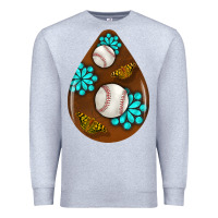Heather Grey baseball and western roses teardrop  1 Premium Sweatshirt - BundleAndBundleShop
