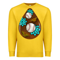 Lemon baseball and western roses teardrop  1 Premium Sweatshirt - BundleAndBundleShop
