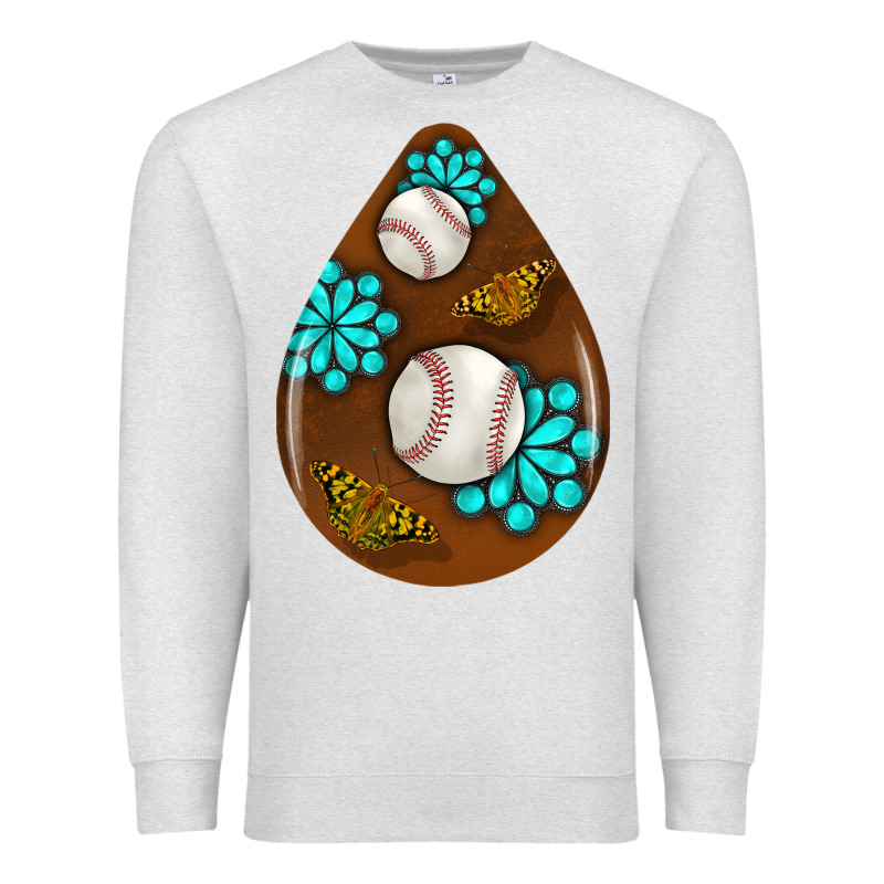 Baseball And Western Roses Teardrop  1 Premium Sweatshirt by BundleAndBundleShop | Teevron