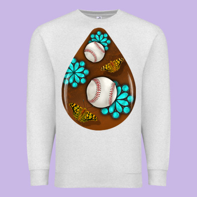 Baseball And Western Roses Teardrop  1 Premium Sweatshirt Designed By Bundleandbundleshop