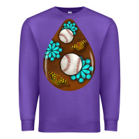 Purple baseball and western roses teardrop  1 Premium Sweatshirt - BundleAndBundleShop