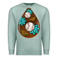 Seafoam baseball and western roses teardrop  1 Premium Sweatshirt - BundleAndBundleShop