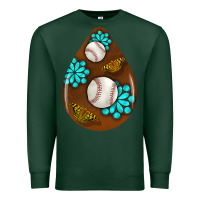 Sports Green baseball and western roses teardrop  1 Premium Sweatshirt - BundleAndBundleShop