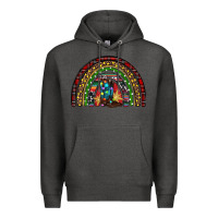 Charcoal Heather Christmas cowboy boots rainbow Premium Hoodie - RanaPortraitStore