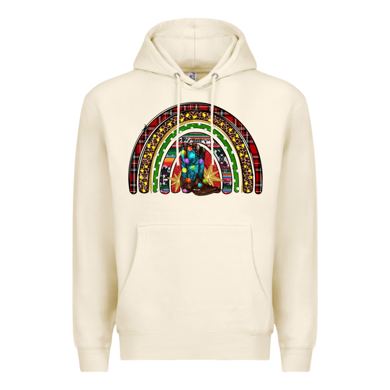 Christmas Cowboy Boots Rainbow Premium Hoodie by RanaPortraitStore | Teevron