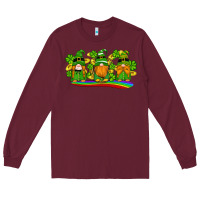 Burgundy st patricks day gnomes shamrock gold rainbow Long Sleeve Tee - Artiststas