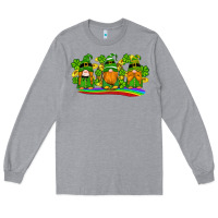 Heather Grey st patricks day gnomes shamrock gold rainbow Long Sleeve Tee - Artiststas
