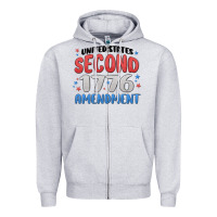 Heather Grey united states second 1776 amendment Zipper Hoodie - MaliasSmallBusiness