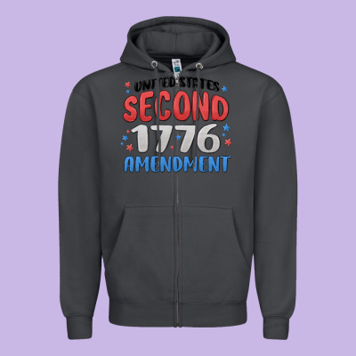 United States Second 1776 Amendment Zipper Hoodie Designed By Maliassmallbusiness