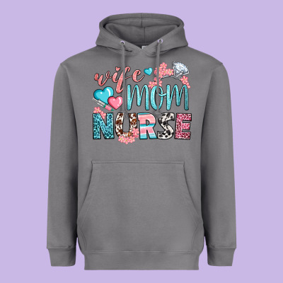 Wife Mom Nurse Heavyweight Hoodie Designed By Bundleandbundleshop