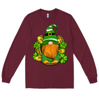 Burgundy st patricks day gnomes horseshoe shamrock gold Long Sleeve Tee - Artiststas