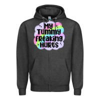 Charcoal Heather my tummy freaking hurts Zipper Hoodie - MaliasSmallBusiness