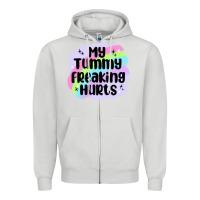 Dove Grey my tummy freaking hurts Zipper Hoodie - MaliasSmallBusiness