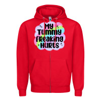 Red my tummy freaking hurts Zipper Hoodie - MaliasSmallBusiness