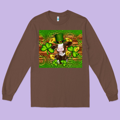 St Patricks Day Cow Long Sleeve Tee Designed By Artiststas