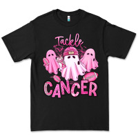 Black tackle cancer halloween ghosts american football Premium Tee - RanaPortraitStore