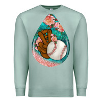 Seafoam baseball and western roses teardrop  3 Premium Sweatshirt - BundleAndBundleShop