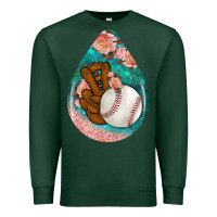 Sports Green baseball and western roses teardrop  3 Premium Sweatshirt - BundleAndBundleShop