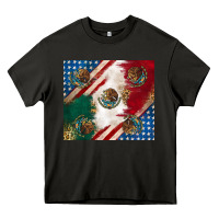 Asphalt American with mexican flag Heavy Core Tee - RanaPortraitStore