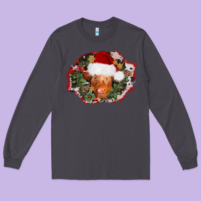 Christmas Heifer Long Sleeve Tee Designed By Adodesignshop