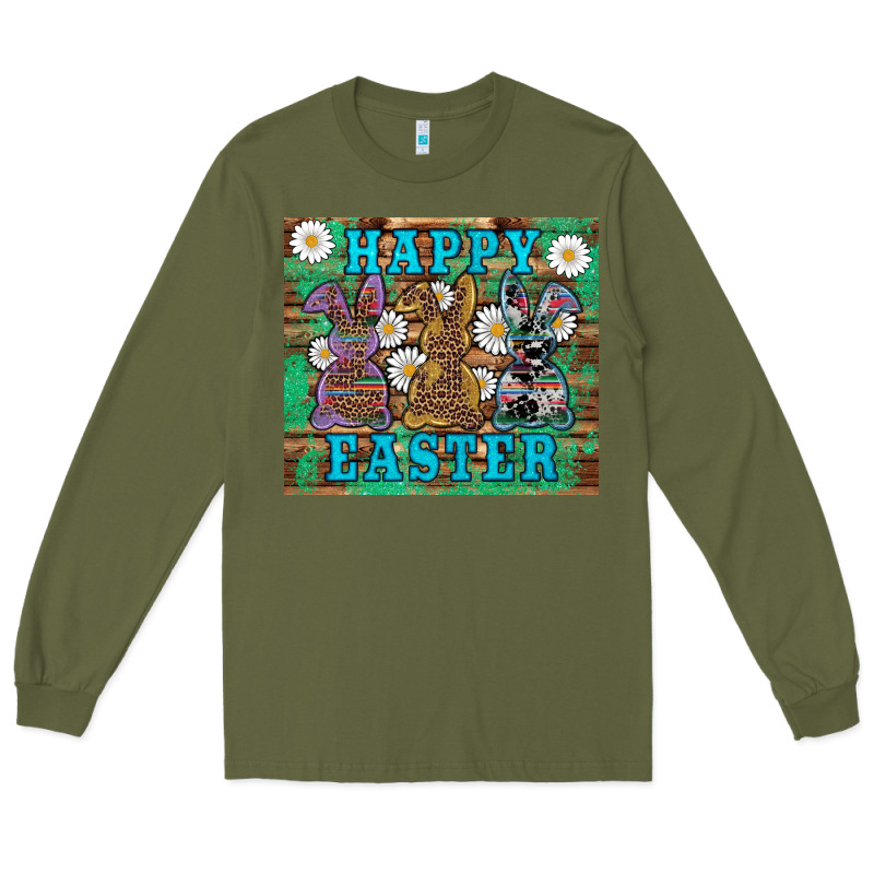Easter Happy Easter Western Bunnies Daisies Long Sleeve Tee by Artiststas | Teevron