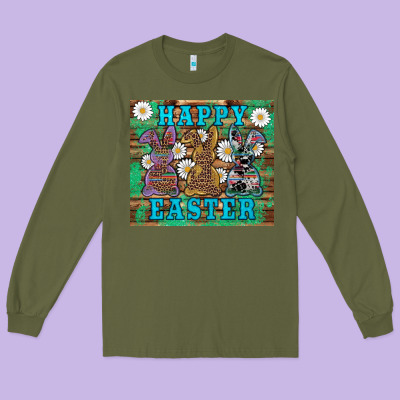 Easter Happy Easter Western Bunnies Daisies Long Sleeve Tee Designed By Artiststas