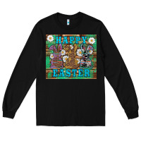 Black easter happy easter western bunnies daisies Long Sleeve Tee - Artiststas