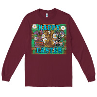 Burgundy easter happy easter western bunnies daisies Long Sleeve Tee - Artiststas